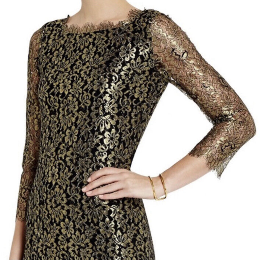 Dvf Gold/Black Zarita Dress, 6